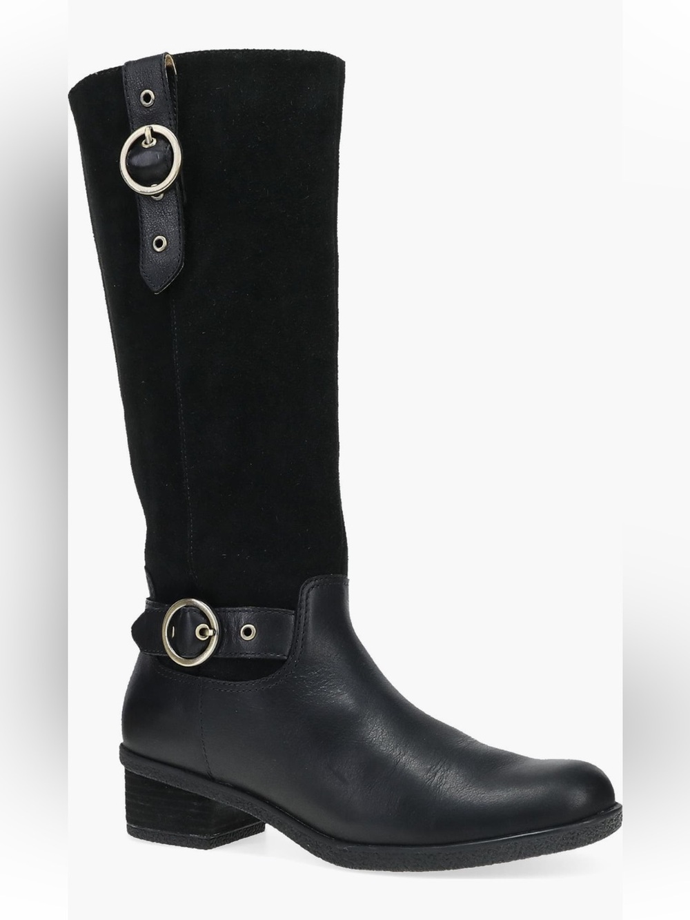 Dansko Dawn Black Leather & Suede Mid-Calf Riding Boot